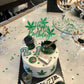 ZHUOWEISM Happy Birthday Cake Topper - Green Glitter Pot   Leaves, Small, Design 5
