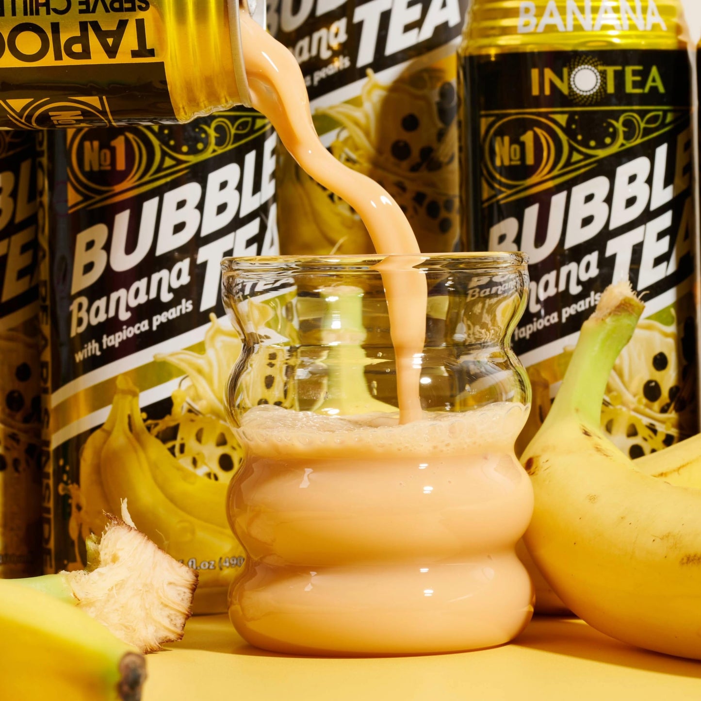 HYOJATEM INOTEA Bubble Tea - Pack of 12 Cans, 5 Flavors: Brown Sugar, Taro, Honeydew, Banana, Matcha Latte, 16.