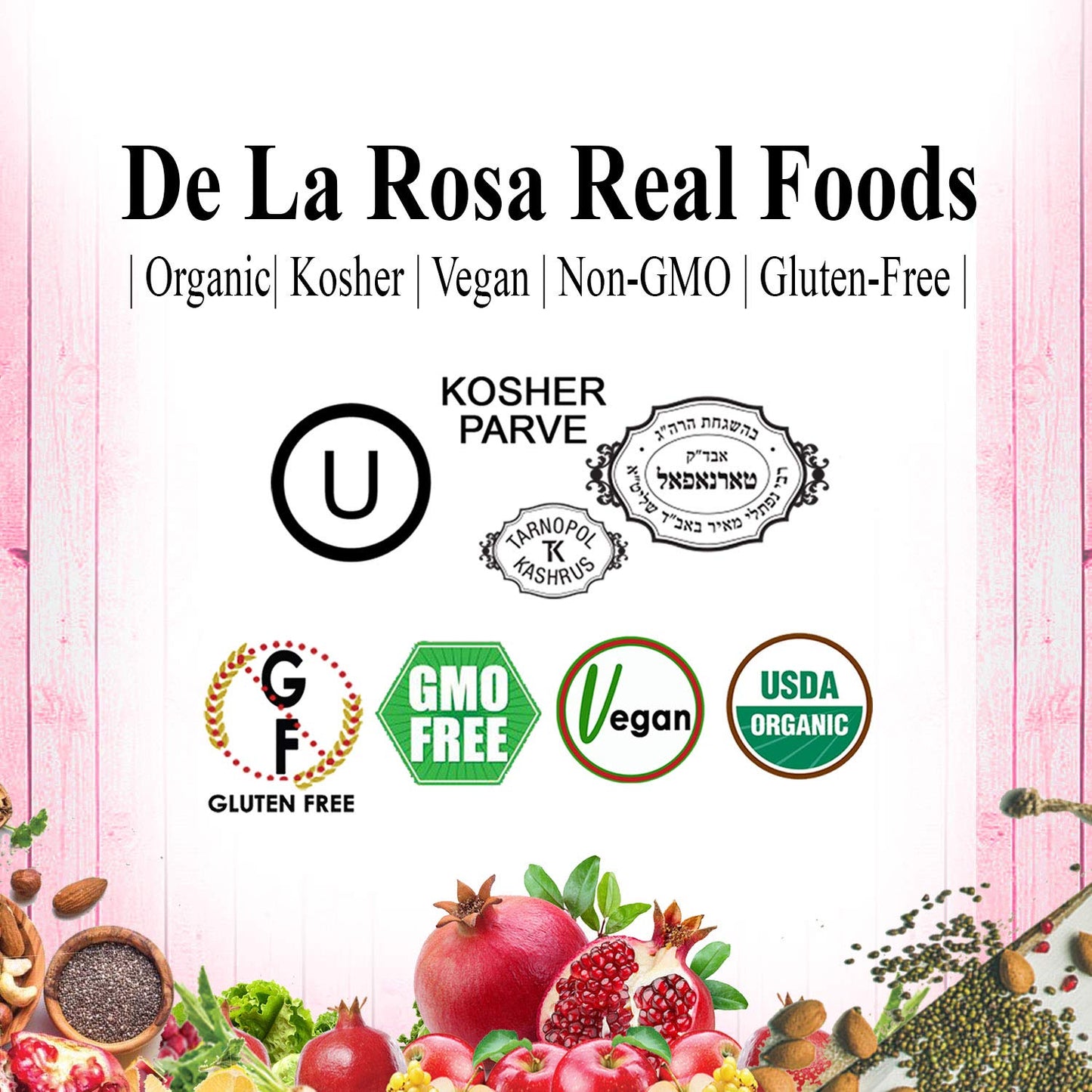 De La Rosa Organic Pomegranate Vinegar, Pure & Unfiltered, Vegan, 169.07 Fl Oz