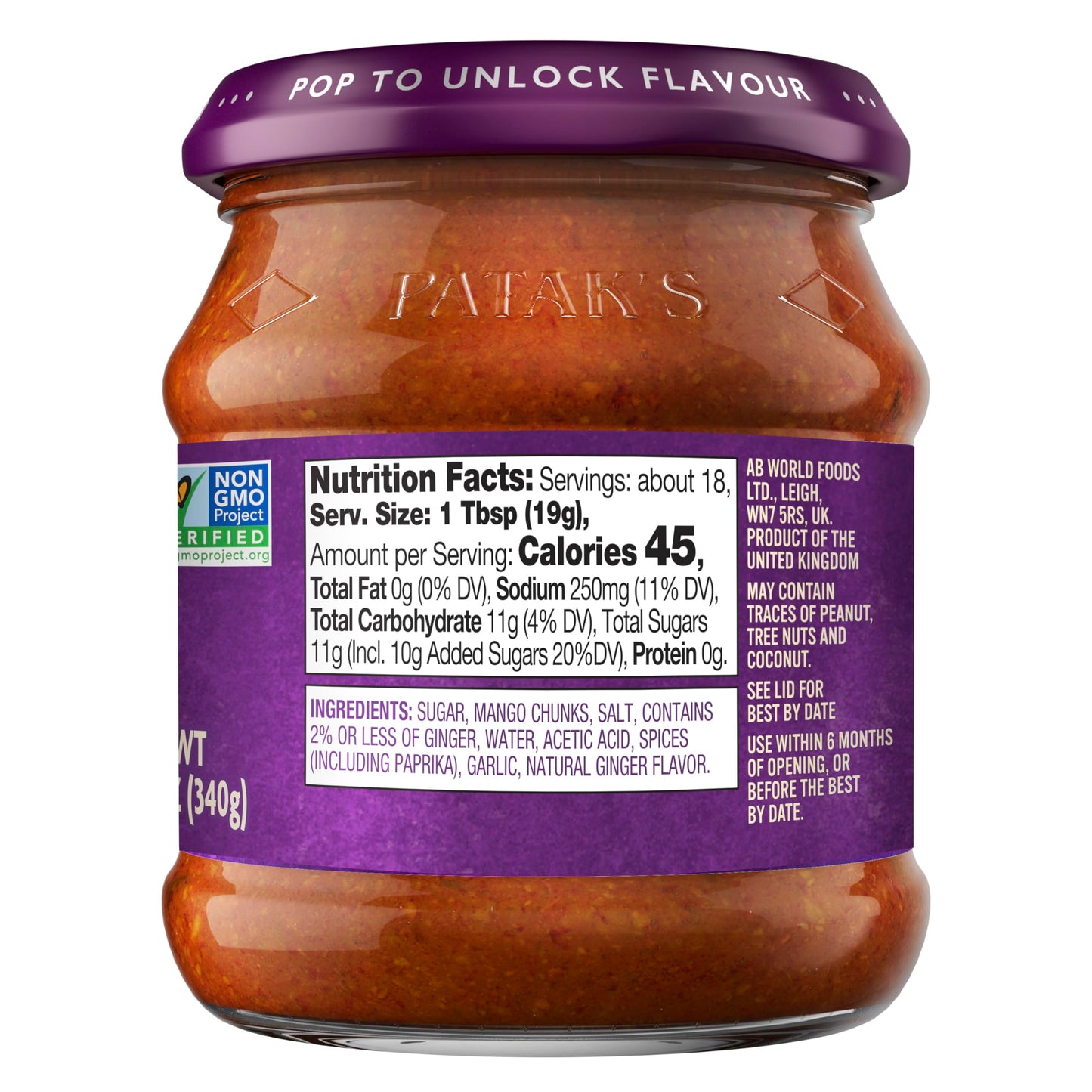 Patak'S Major Grey Chutney - 12 Oz (Pack Of 3) – With Mangos, Ginger, And Spices, No Artificial Flavors Or Colors, Gluten Free, Vegetarian Friendly