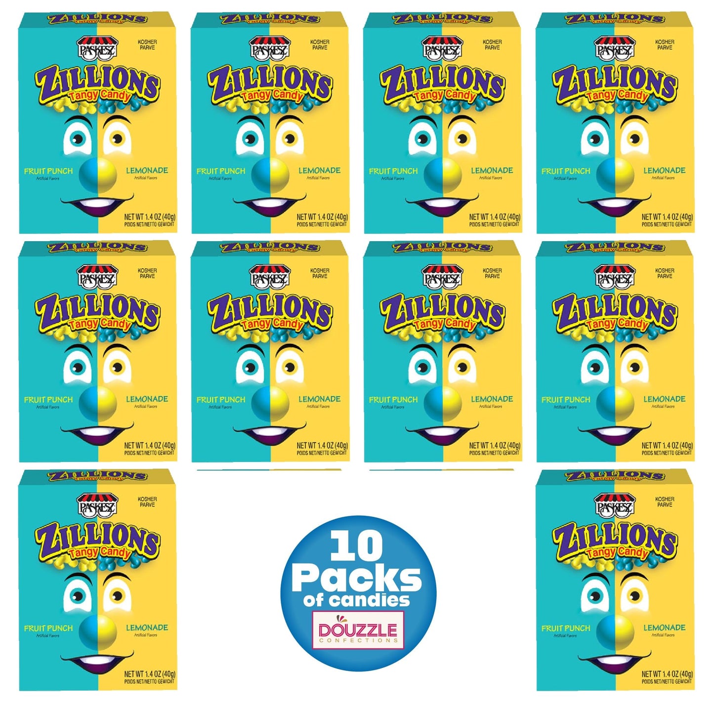 DOUzzle Back To School Zillions Tangy Candy, Sour Fruit Punch (10 Count, 1 Pack) Individually Wrapped, Party Favor, Goodie Bag &