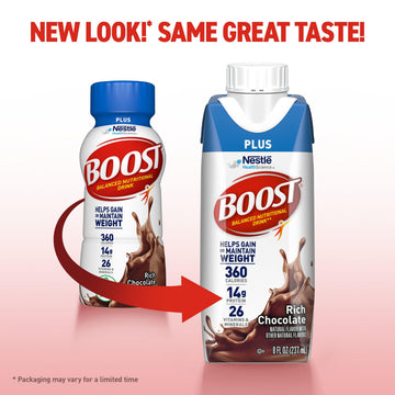 BOOST Complete Nutritional Drink, Rich Chocolate, 8 Fl Oz, Pack of 24, Model 000416792809112