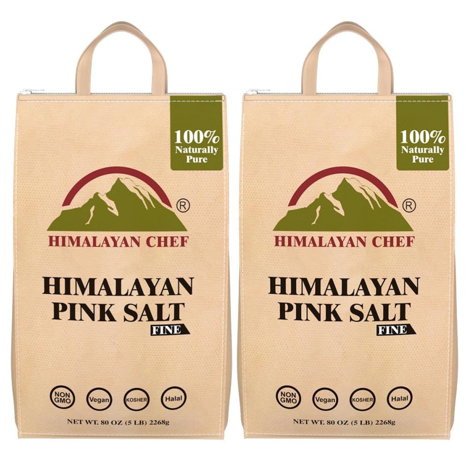 Himalayan Chef Himalayan Pink Salt - Kosher Certified, Non-GMO, 80 Ounce (Pack of 2), 100% Pure and Vegan, 84 Trace Minerals
