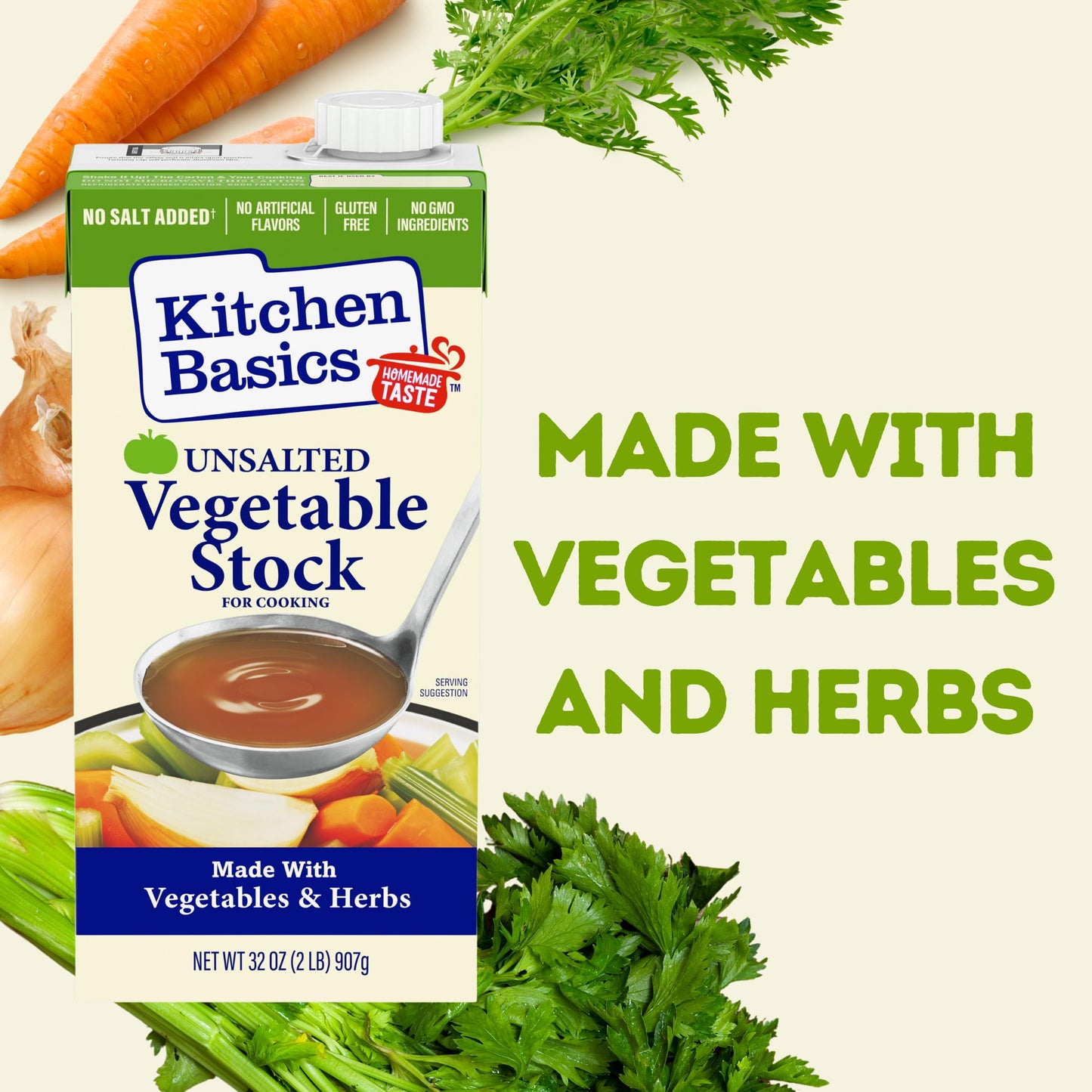 Kitchen Basics Unsalted Vegetable Stock, 32 oz (Pack of 12) For Delicious Dishes and Enhanced Flavors, Great for Vegetarian Reci