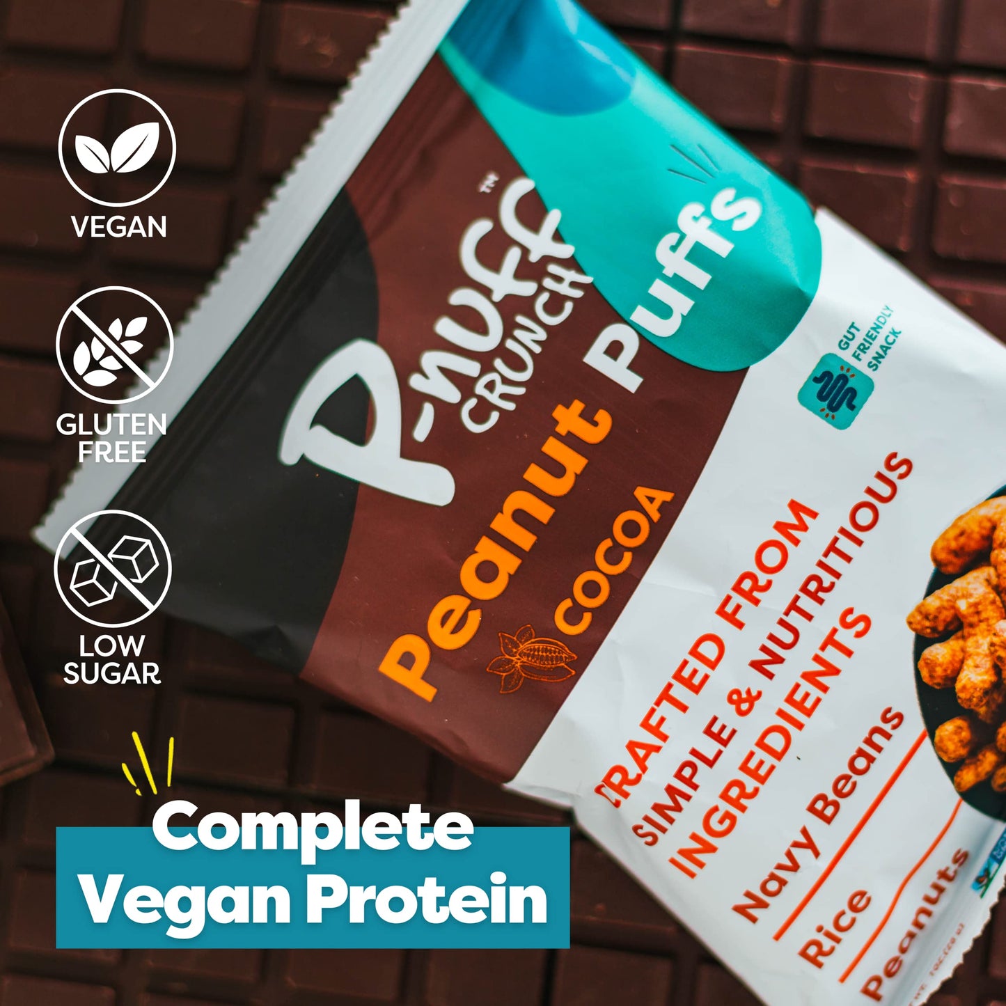 P-Nuff Crunch Peanut Butter Puffs - Vegan, Gluten Free, Low Calorie Snacks, High Protein, 4 Oz Bag (Pack of 15)