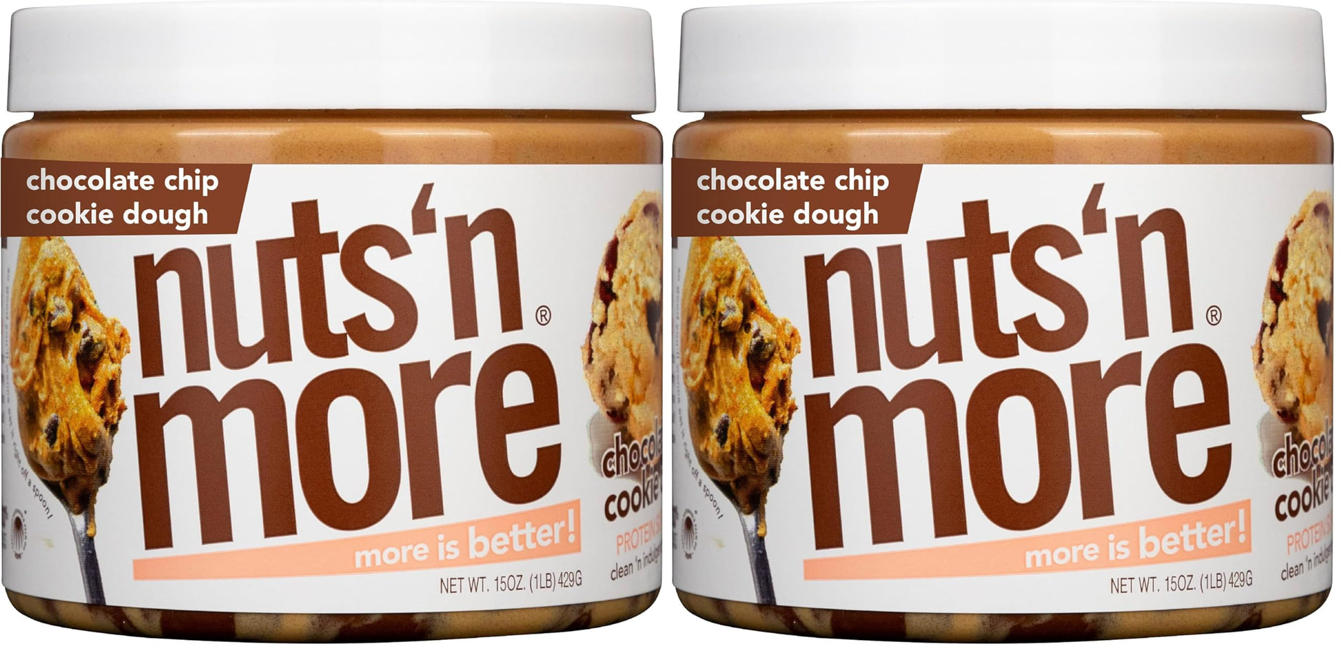 Nuts N More Chocolate Chip Cookie Dough Peanut Butter Spread - High Protein, Low Carb, Low Sugar, Gluten Free, Non-GMO, All-Natu