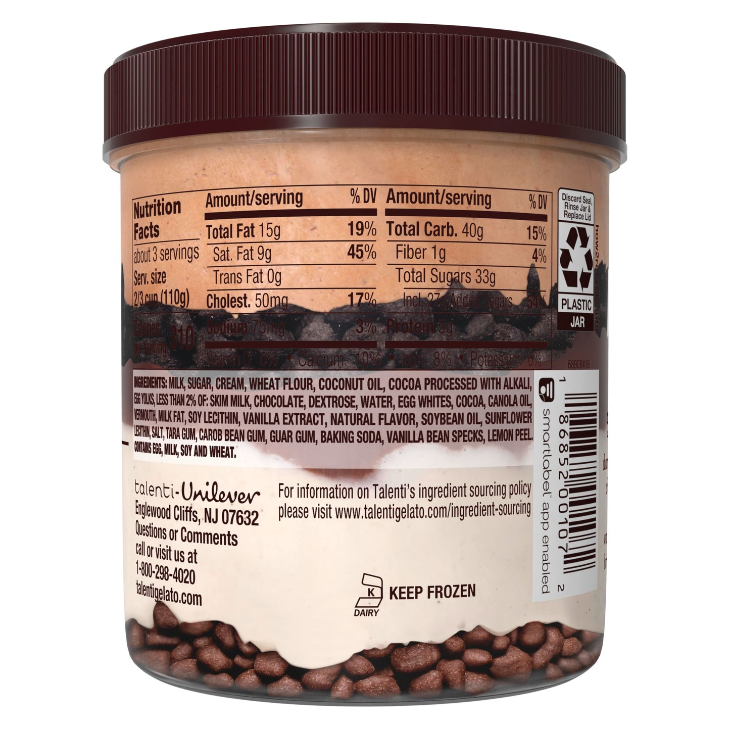 Talenti Gelato Layers For a Delicious Frozen Dessert Vanilla Fudge Cookie Made With Ingredients 303.3g