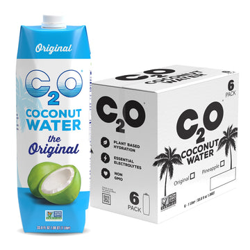 C2O Pure Coconut Water Variety Pack, 33.8 Fl Oz (Pack of 6)
