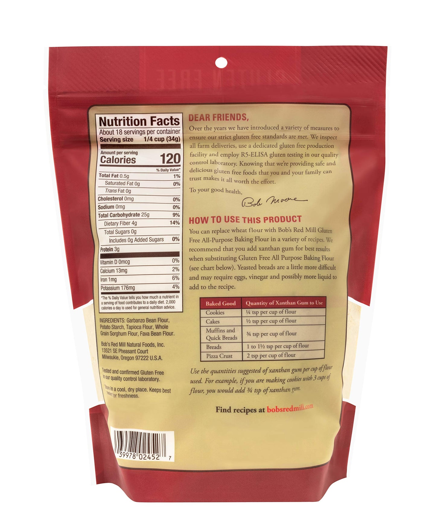 Bob'S Red Mill Gluten Free All Purpose Baking Flour, 22Oz (Pack Of 4) - Vegan, Kosher