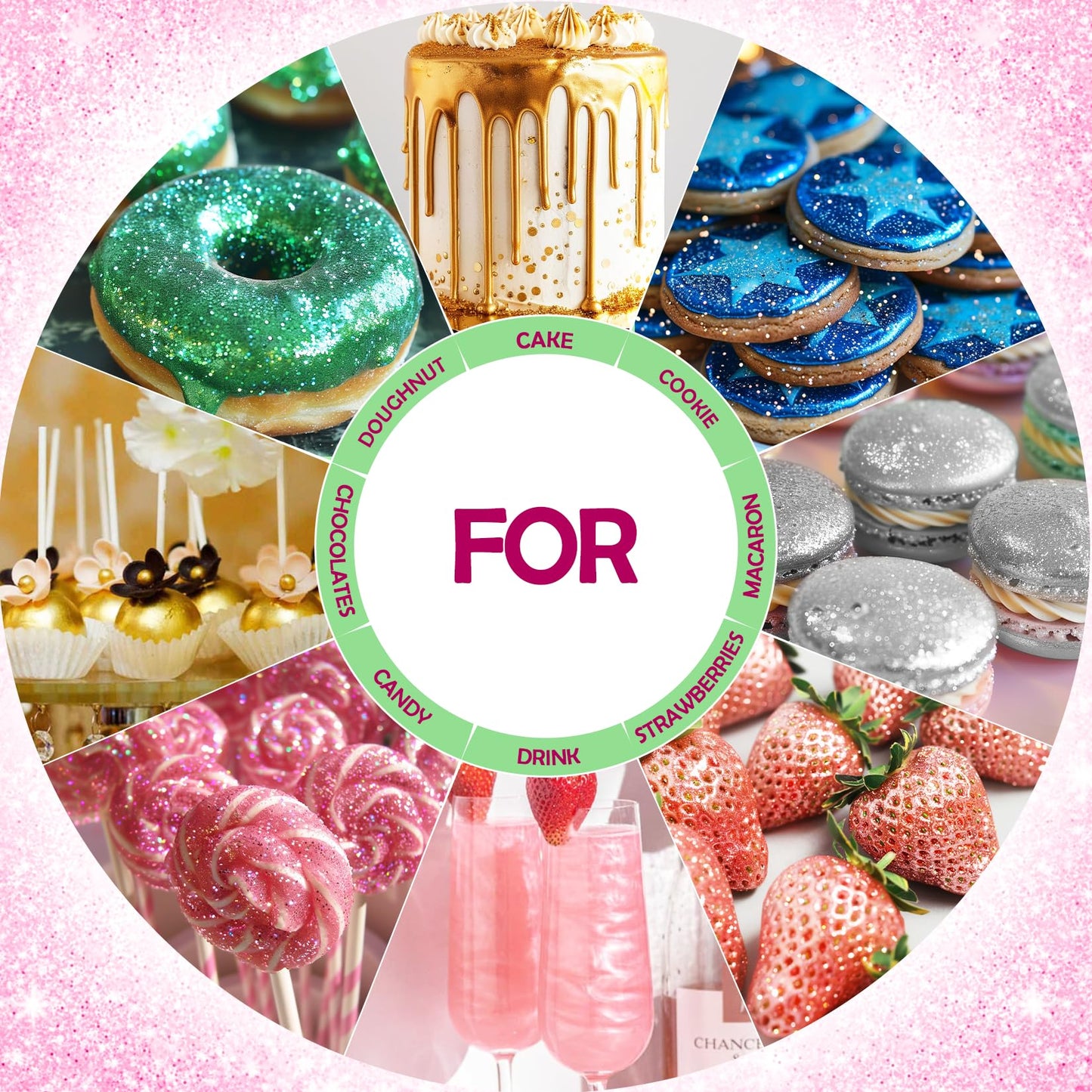 Edible Glitter - 6 Colors Luster Dust Edible, Food Grade Cake Decorating Shimmering Glitter For Drinks, Powder Glitter For Fonda