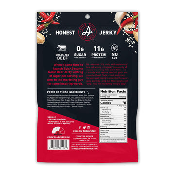 Country Archer Grass Fed Beef Jerky - Zero Sugar Beef Jerky, Sugar Free Beef Jerky Snack Pack, Beef Jerky Bulk, Individual Beef