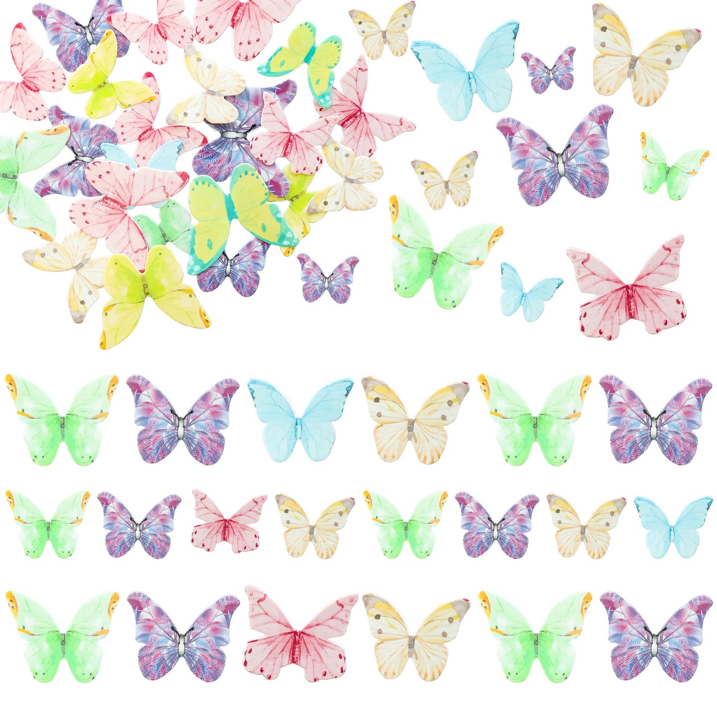 Ephlyn 40Pcs Edible Butterfly Cupcake Toppers 3D Butterfly Cake Picks Mixed Color Cake Decorations For Baby Shower Wedding Kids