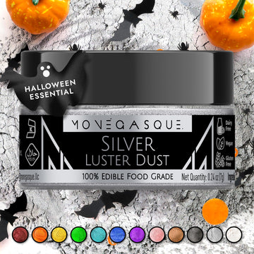Mon  Gasque Silver Luster Dust Edible Glitter For Cocktails 7G- Silver Edible Glitter - Vegan Silver Halloween Food Coloring - S