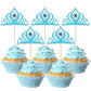 24 Pcs Frozen Crown Cupcake Toppers With Crystal Winter Princess Crown Cupcake Picks Bridal Shower Cake Decorations For Winter F
