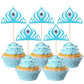 24 Pcs Frozen Crown Cupcake Toppers With Crystal Winter Princess Crown Cupcake Picks Bridal Shower Cake Decorations For Winter F