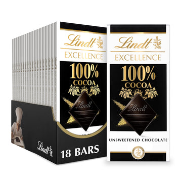 Lindt EXCELLENCE 100% Cocoa Dark Chocolate Bar  Dark Chocolate Candy  1.7 oz. (18 Pack)