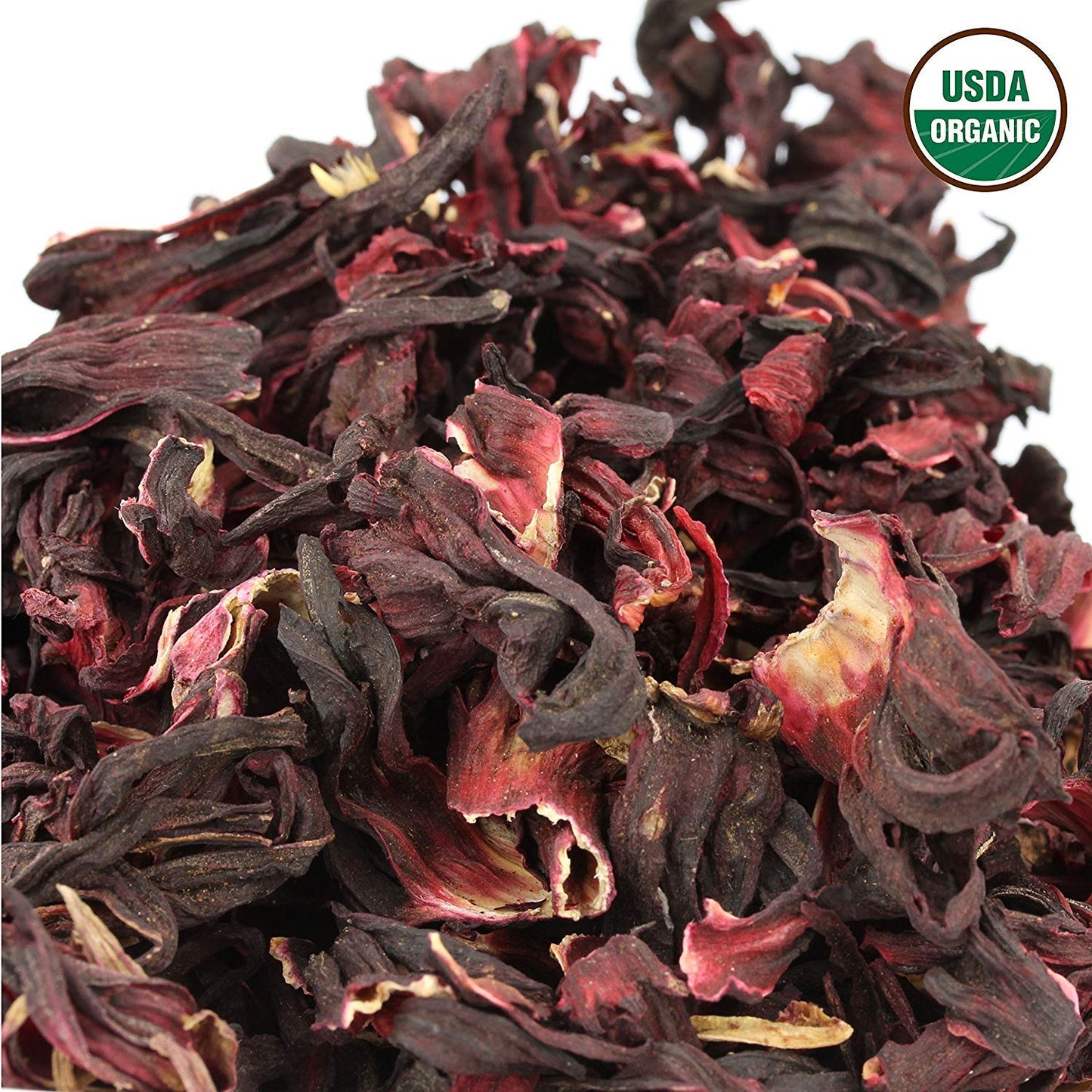 Hibiscus Tea 1LB (16Oz) 100% CERTIFIED Organic Hibiscus Flowers Herbal Tea (WHOLE PETALS)  Caffeine Free in 1 lbs. Bulk Resealable Kraft BPA free Bags from U.S. Wellness