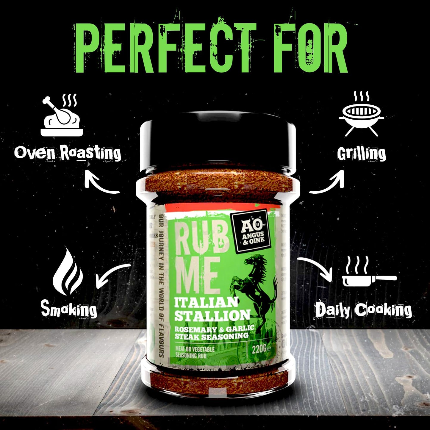 Angus & Oink | Italian Stallion Bbq Seasoning Rub | Inspired By Northern Italian Flavours | Perfect For Steak, Lamb & Pizza | 22