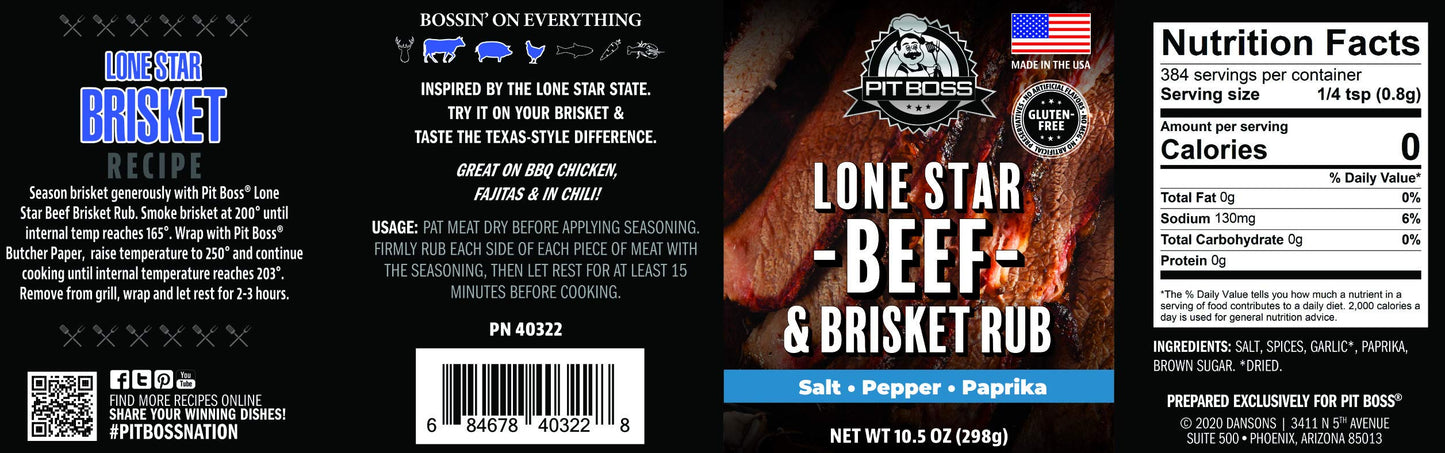 PIT BOSS Beef Brisket Rub Grill Spices, 10.5 Ounce, Model 40322, Multicolor