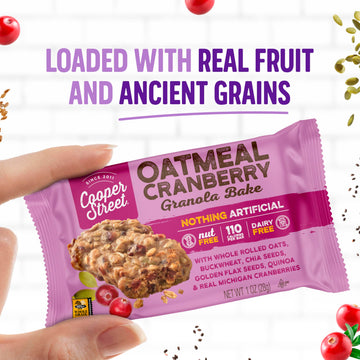 Cooper Street Granola Bakes - Healthy Chewy Breakfast Granola Bars With Chia, Flax, Buckwheat And Oats In Delicious Oatmeal Cran