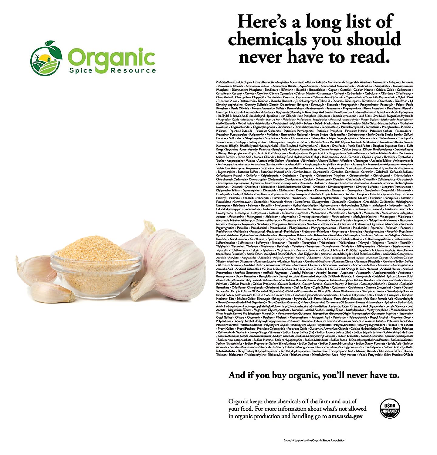 Organic Garlic Powder | 8 oz (226g) | USDA Organics and Non-GMO Verified Project Approved | Product of India | 100% Raw and Natural | Resealable Kraft Bag by SHOPOSR