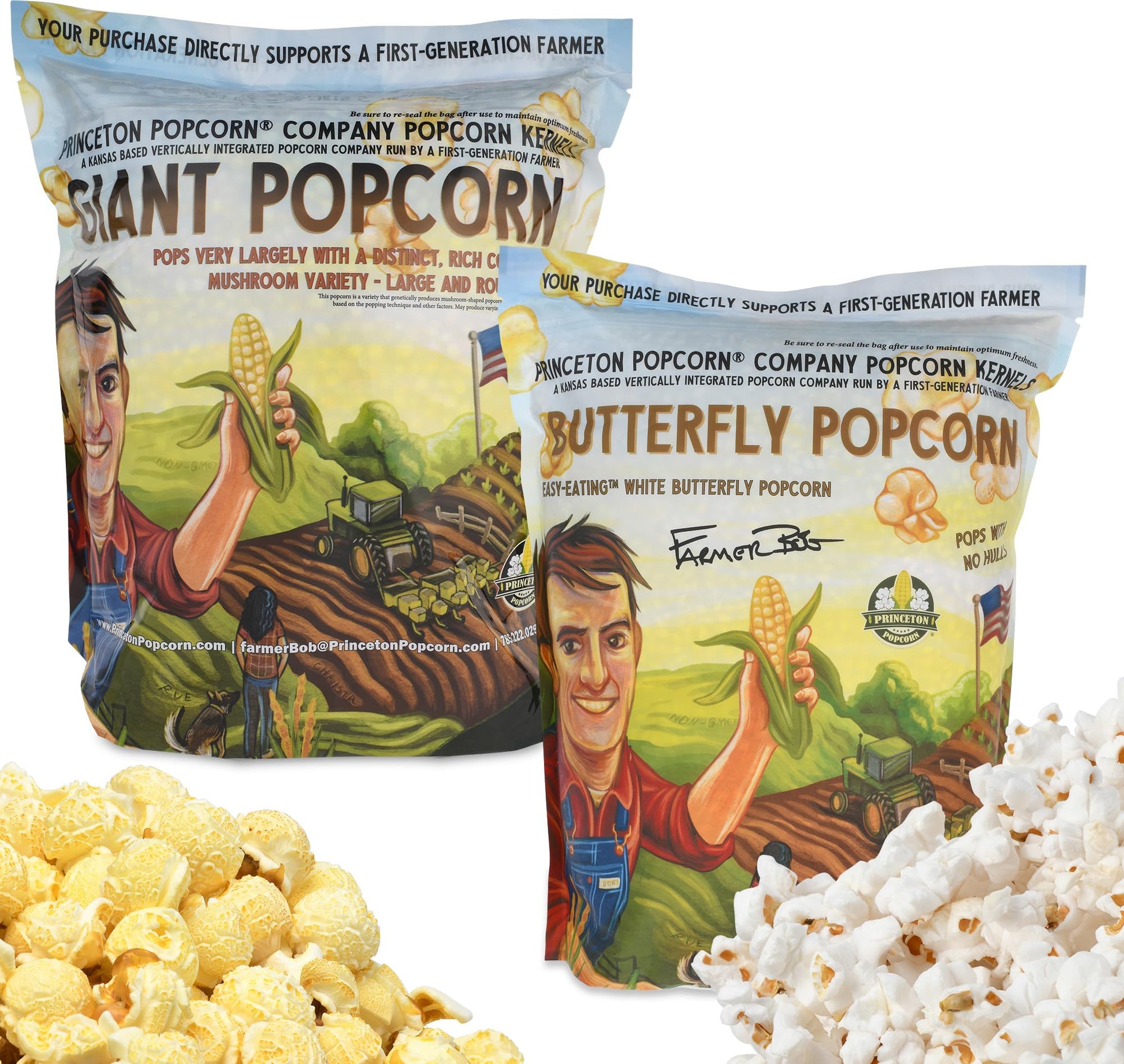 Princeton Popcorn Mushroom and Butterfly Popcorn Kernels Combo, 8lb (2-Pack), 128 Ounce