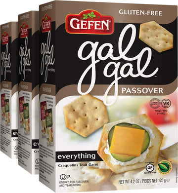 Gefen Gluten Free Gal Gal Everything Crackers 4.2oz (3 Pack), Low Fat, Zero Sugar, All Natural, Kosher for Passover