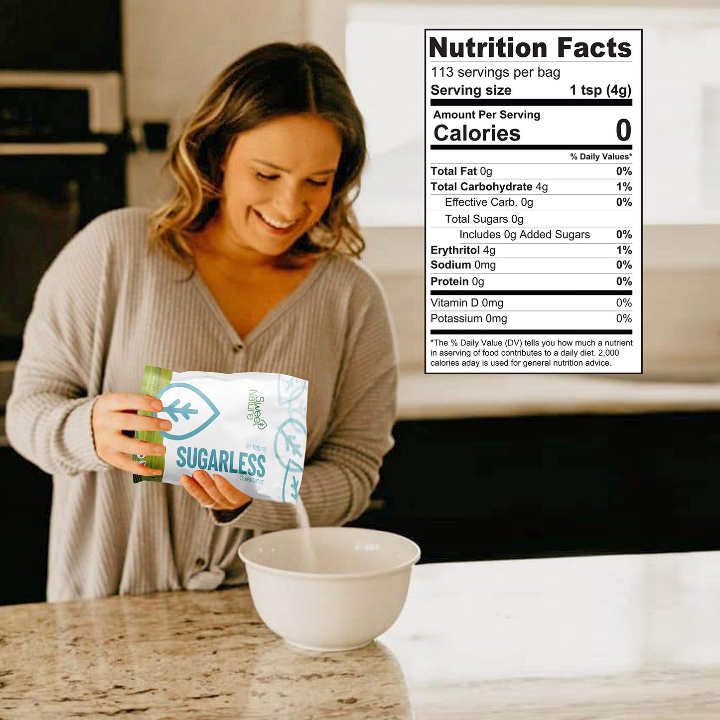 Sweet Nature Sugar Less Erythritol And Stevia Blend Sweetener, 16 Oz
