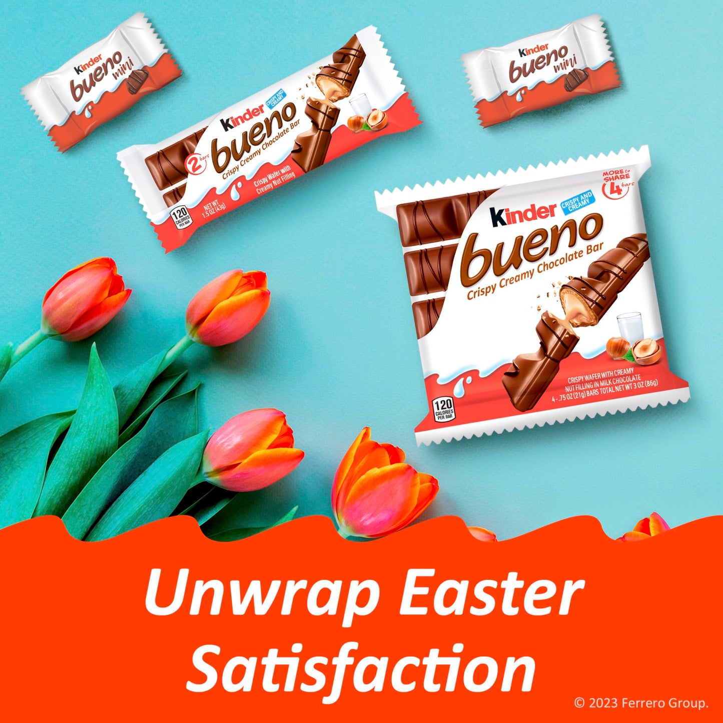 Kinder Bueno Mini, Milk Chocolate and Hazelnut Cream, Individually Wrapped Chocolate Bars, Share Size, 5.7 oz
