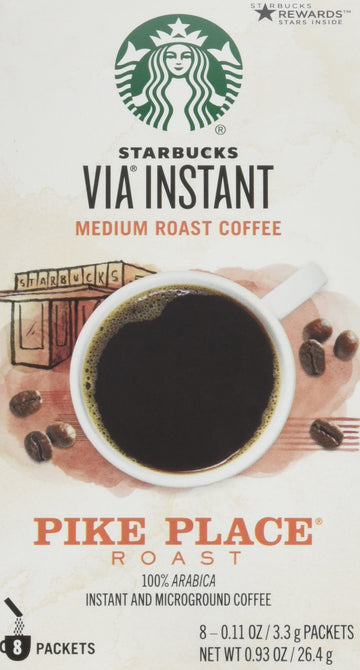Starbucks Via Instant Coffee Pike Place Roast, (Pack Of 4)