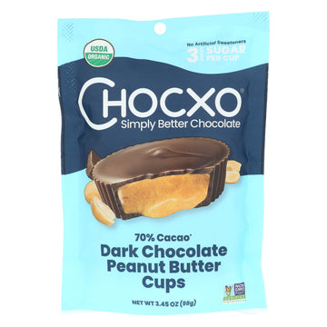 CHOCXO Organic 70% Dark Chocolate Peanut Butter Cups, 3.45 OZ