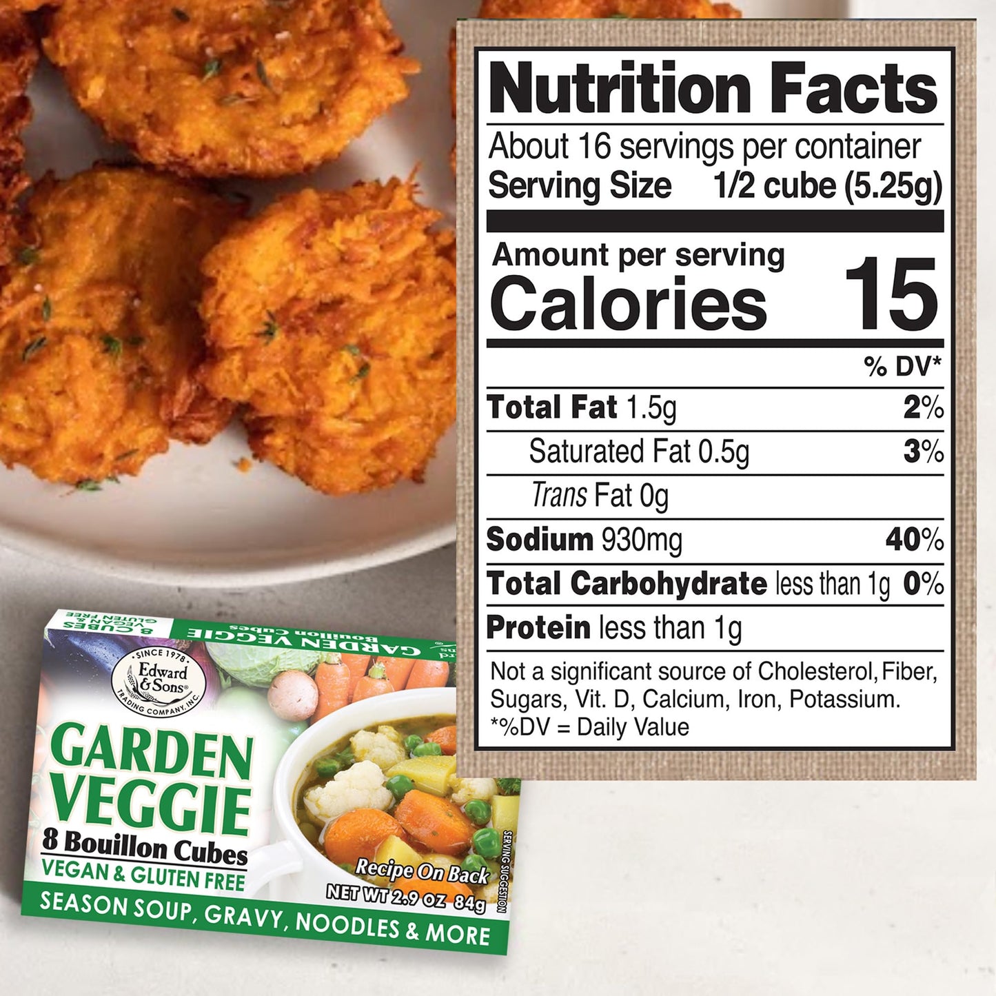 Edward & Sons Vegan Chicken Beef Vegetable Bouillon Cubes - Vegan Broth, Gluten Free Stock, No Trans Fat, Use in Soups, Stews an