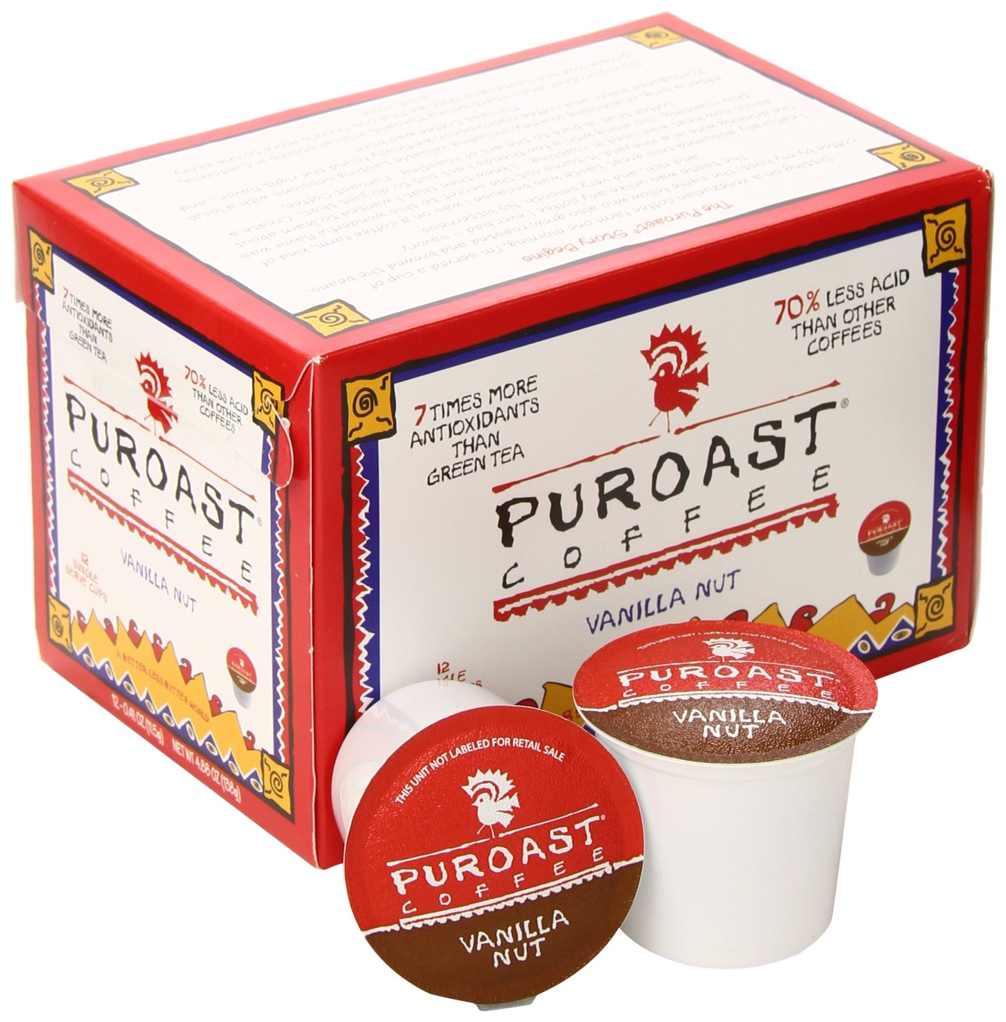 Puroast Coffee Vanilla Single Serve Pods, Medium Roast, 12 Count, Compatible with Keurig Brewer