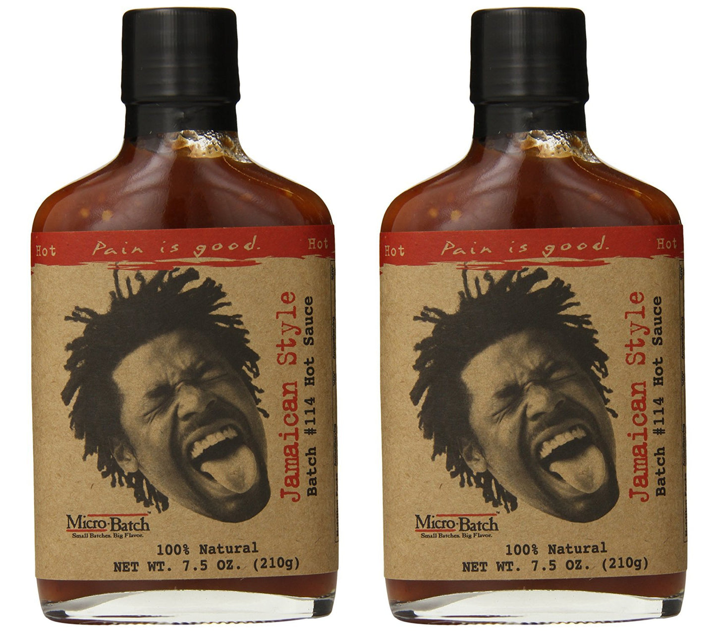 Pain is Good Jamaican Style Hot Sauce - All Natural, Non-GMO, Gluten-Free - 2 Pack of 7oz Bottles