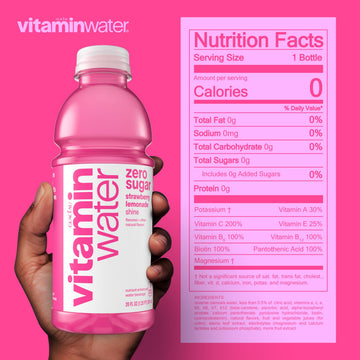 vitaminwater zero shine, electrolyte enhanced water w/ vitamins, strawberry lemonade drink, 20 fl oz