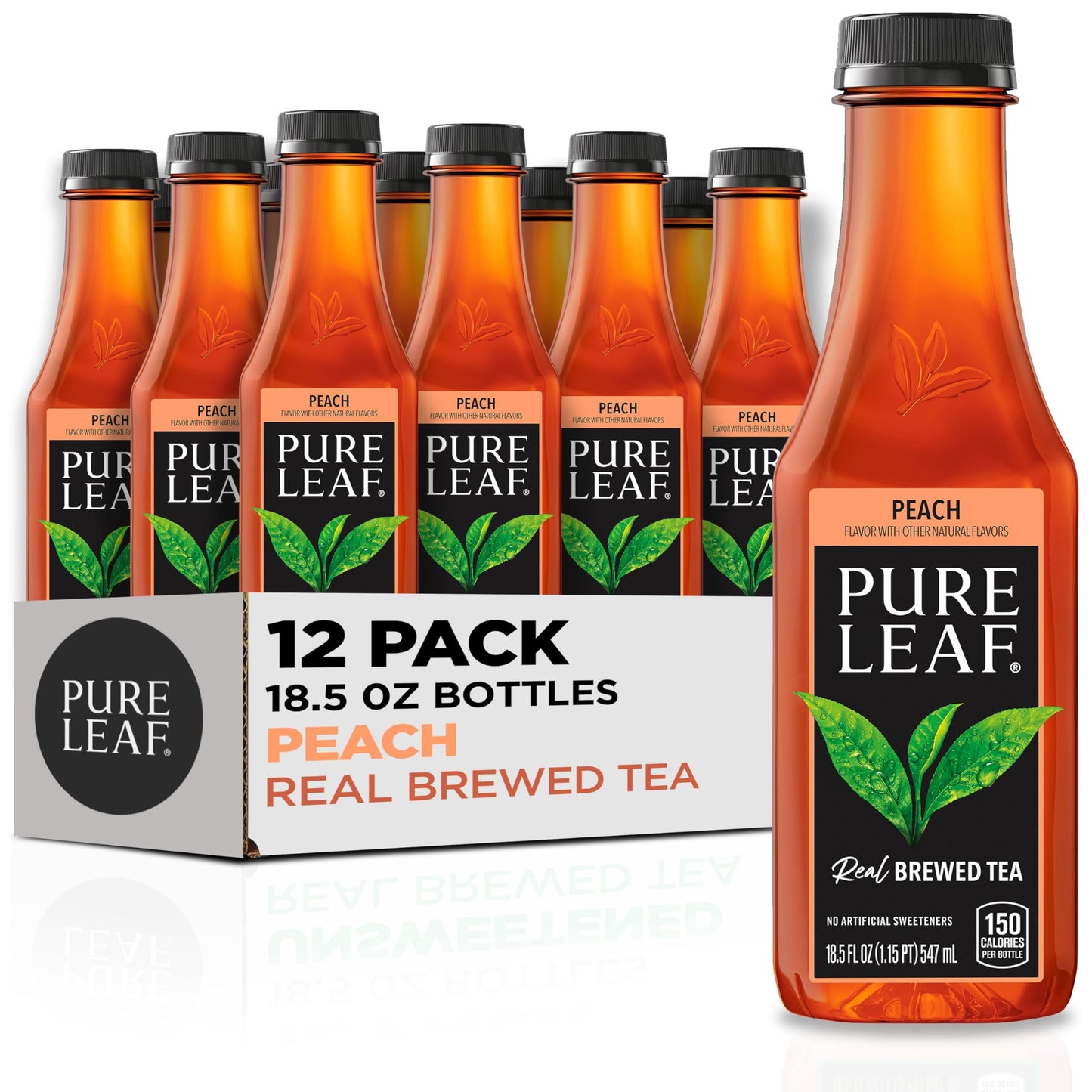 Pure Leaf Iced Tea  Peach  Real Brewed Tea  18.5 Fl Oz Bottles (Pack of 12)