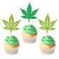 Ercadio 24 Pcs Green Glitter Cupcake Toppers for Birthday Cake Decorations, Party Supplies