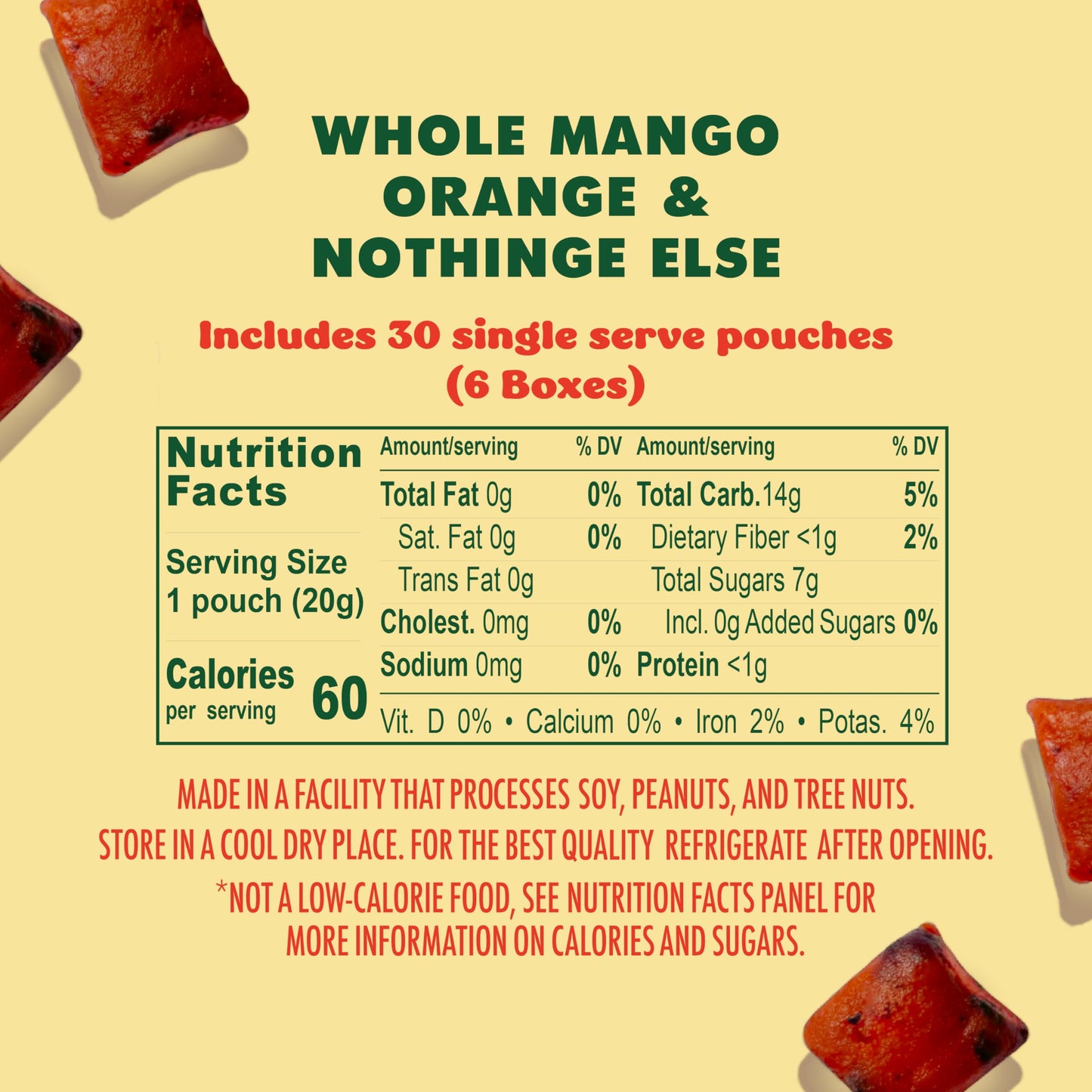 SOLELY - Organic Mango & Orange Whole Fruit Gummies (Pack of 6 Boxes, 5 Bags per Box) - Real Fresh Fruit - Healthy Snacks for Ad