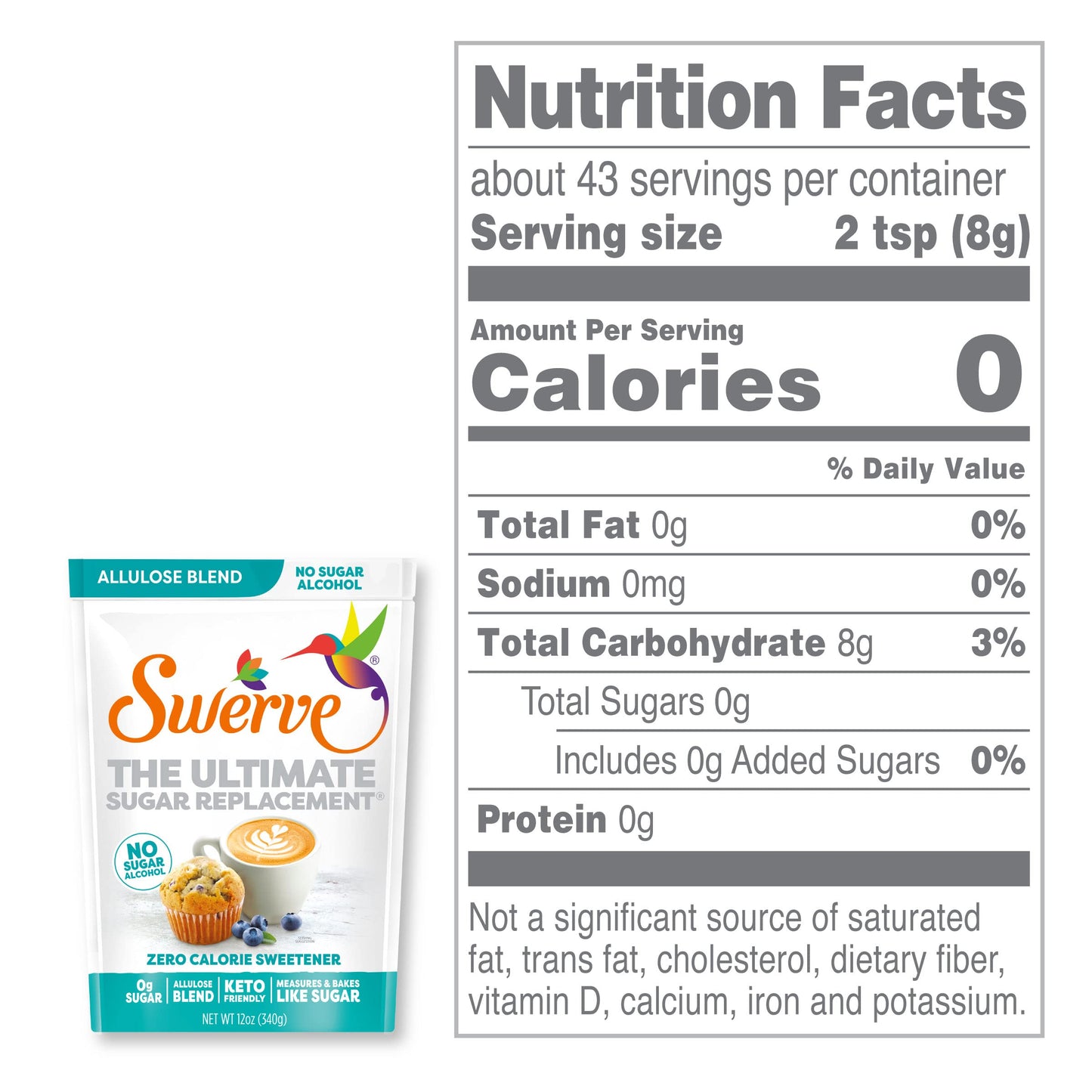 Swerve Granular Sugar Replacement Sweetener, Zero Calorie, Keto Friendly, 12 Ounce Bag