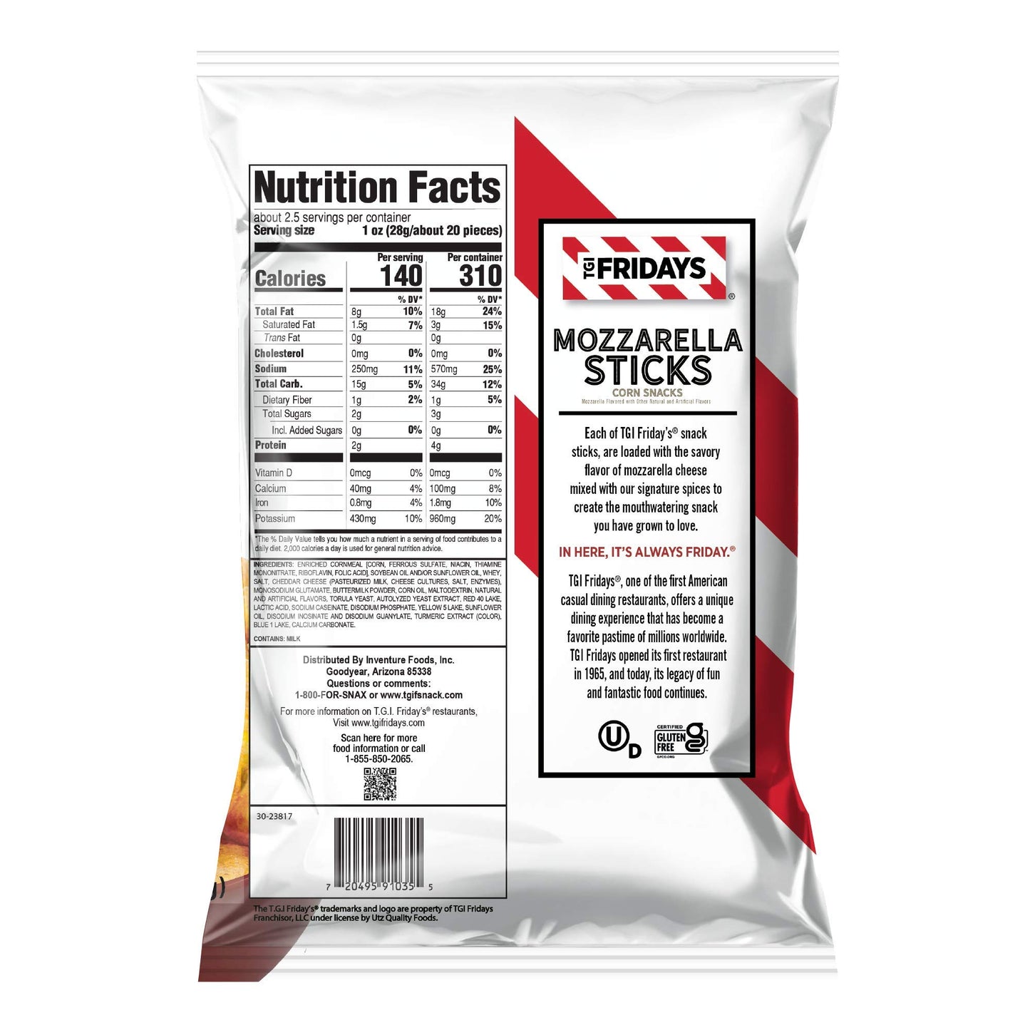 T.G.I. Friday'S Mozzarella Sticks 2.25-Ounce , Original Flavor (Pack Of 6)