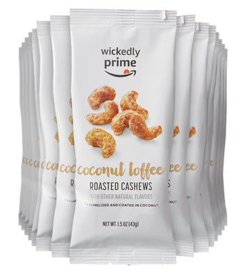 Wickedly Prime Roasted Cashews Snack Pack, Coconut Toffee, 1.5 Ounce (Pack of 15)