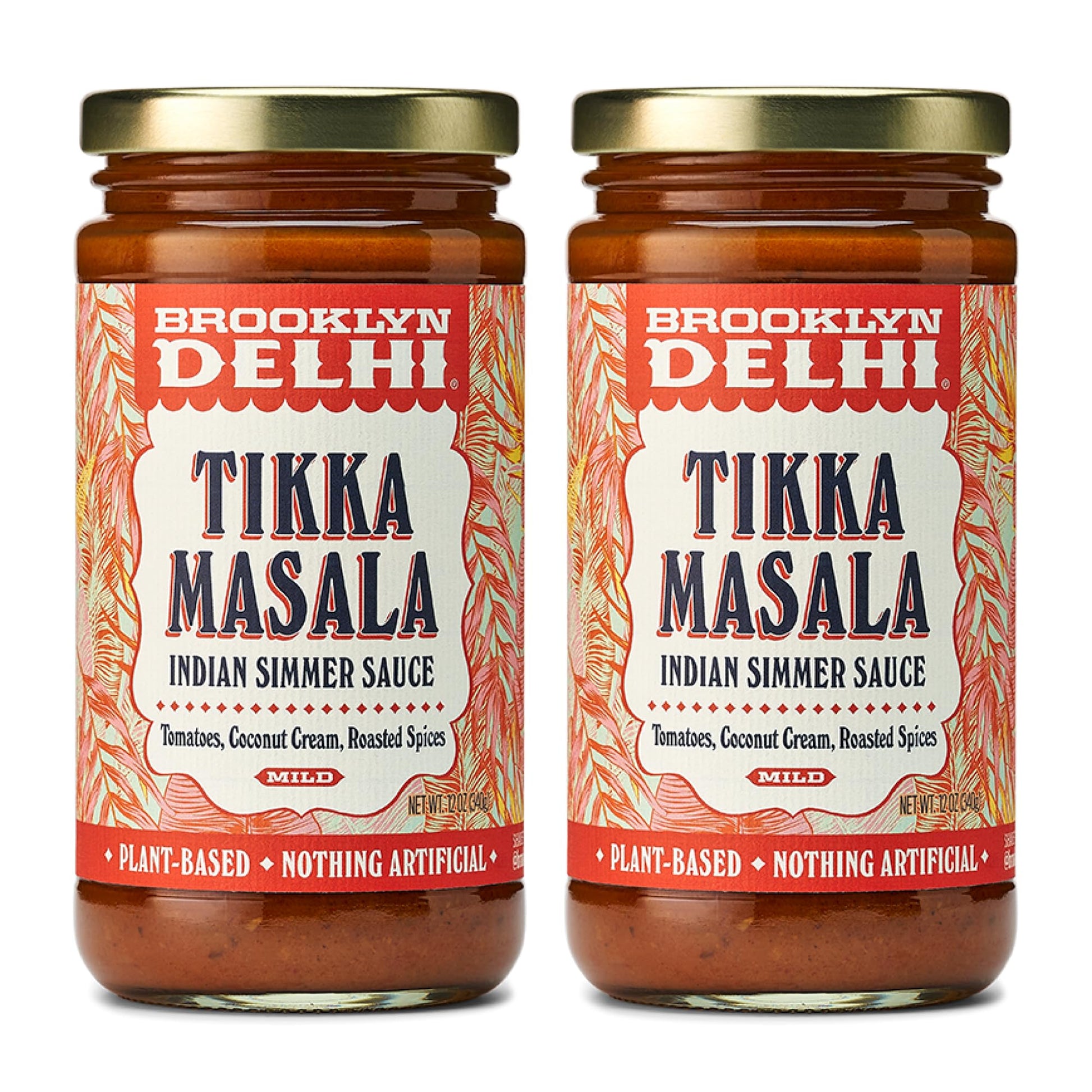 Brooklyn Delhi Tikka Masala - 2pk - Indian Simmer Sauce - Tangy Tomatoes, Luscious Coconut Cream, Roasted Spices - 12oz - Mild E