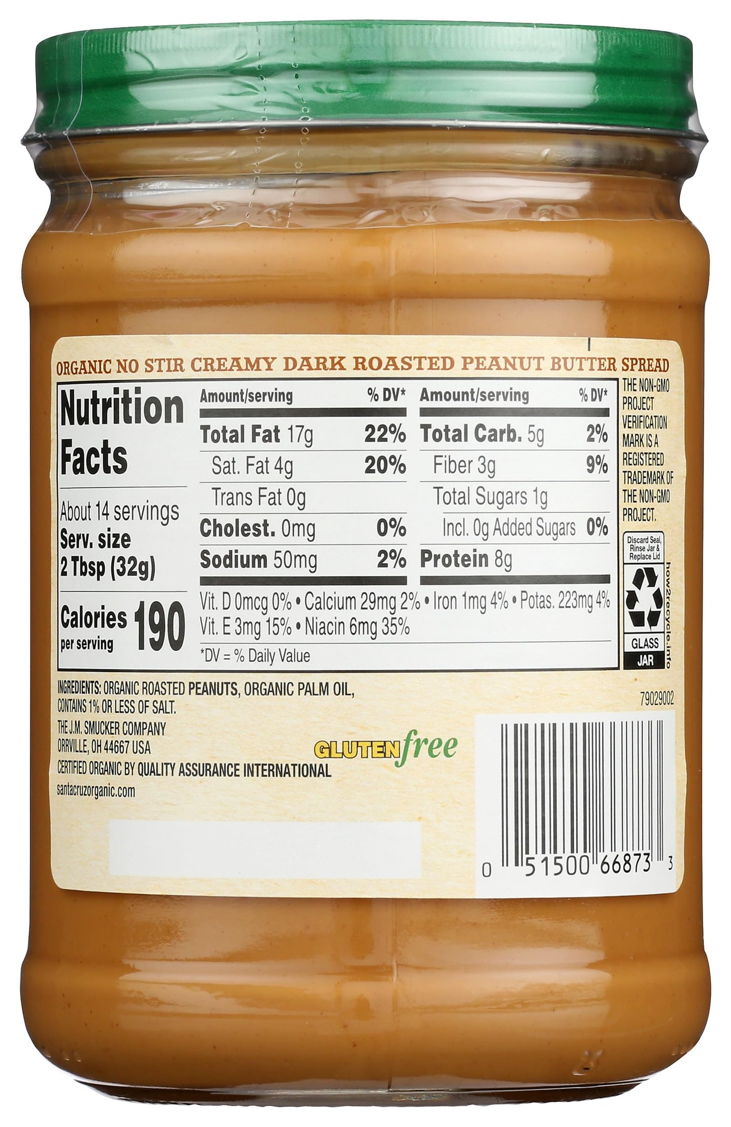 Santa Cruz Organic - Peanut Butter Organic Dark Creamy - Case Of 6-16 Ounce