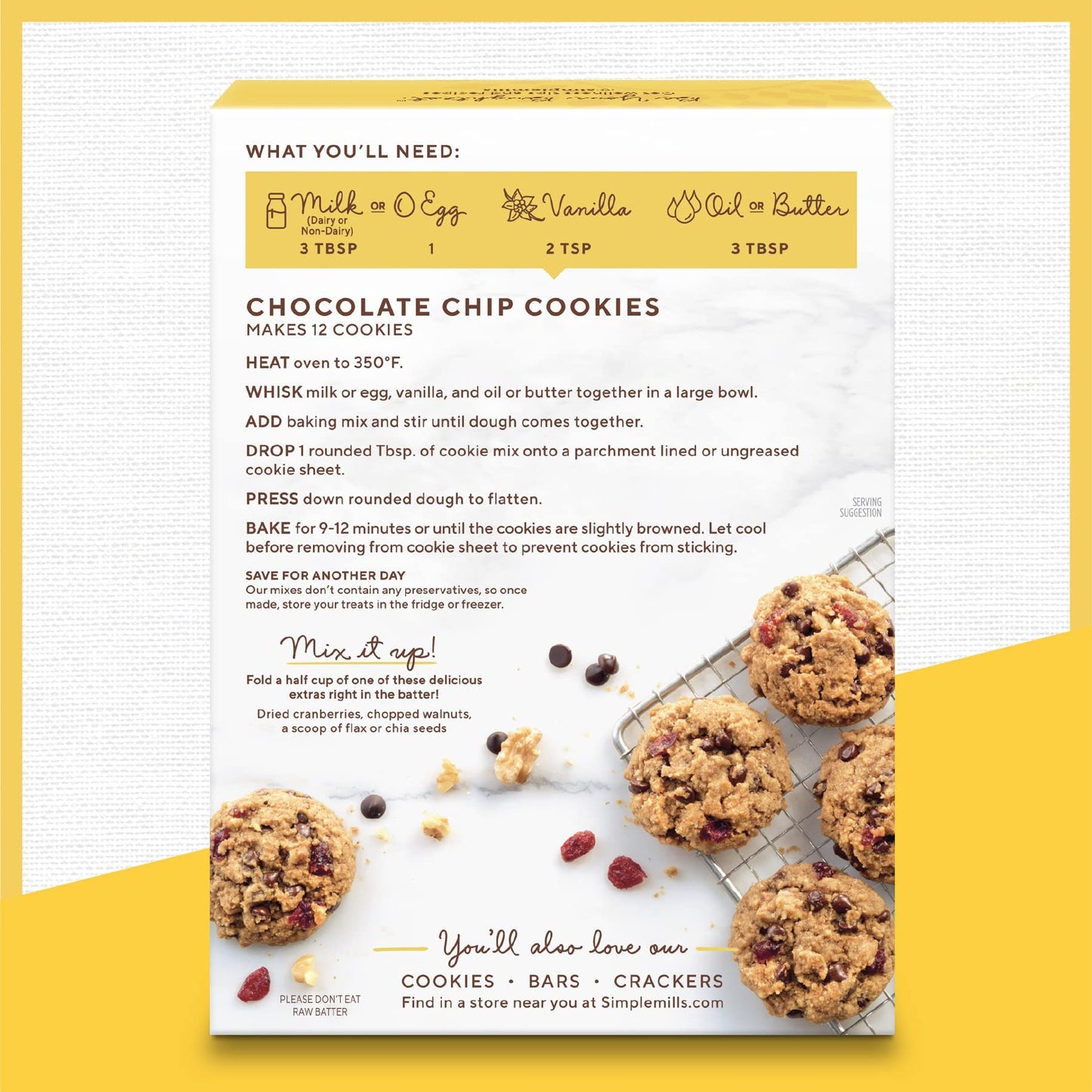 Simple Mills Almond Flour Baking Mix, Chocolate Chip Cookie Dough Mix - Gluten Free, Plant Based, 9.4 Ounce (Pack Of 1)