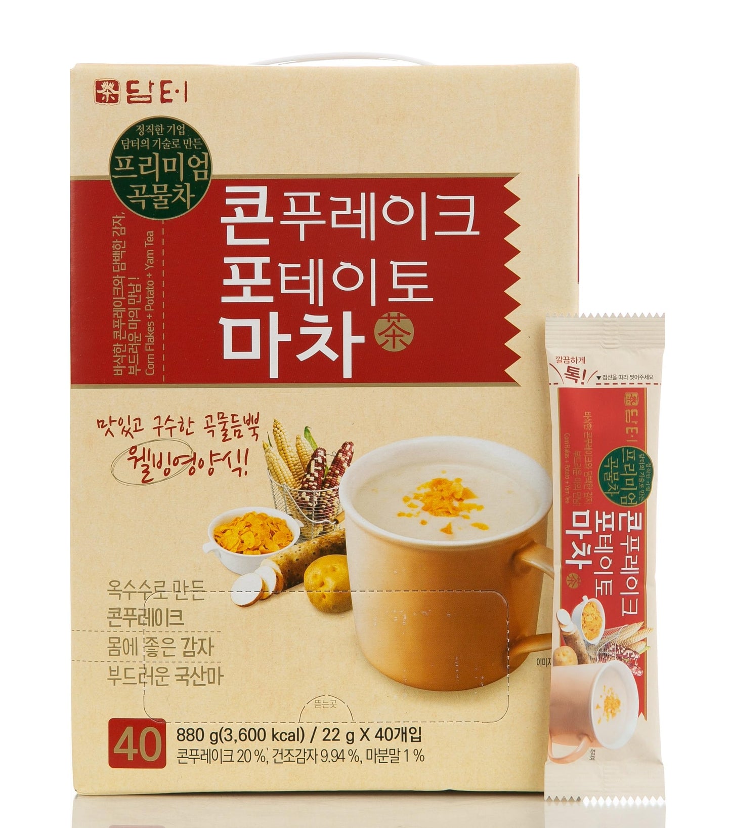 Damtuh Corn Flake, Potato & Yam Tea - Savory Meal Powder Replacement Drink, Crunchy & Nutty Flavor, Instant Breakfast Option, 20