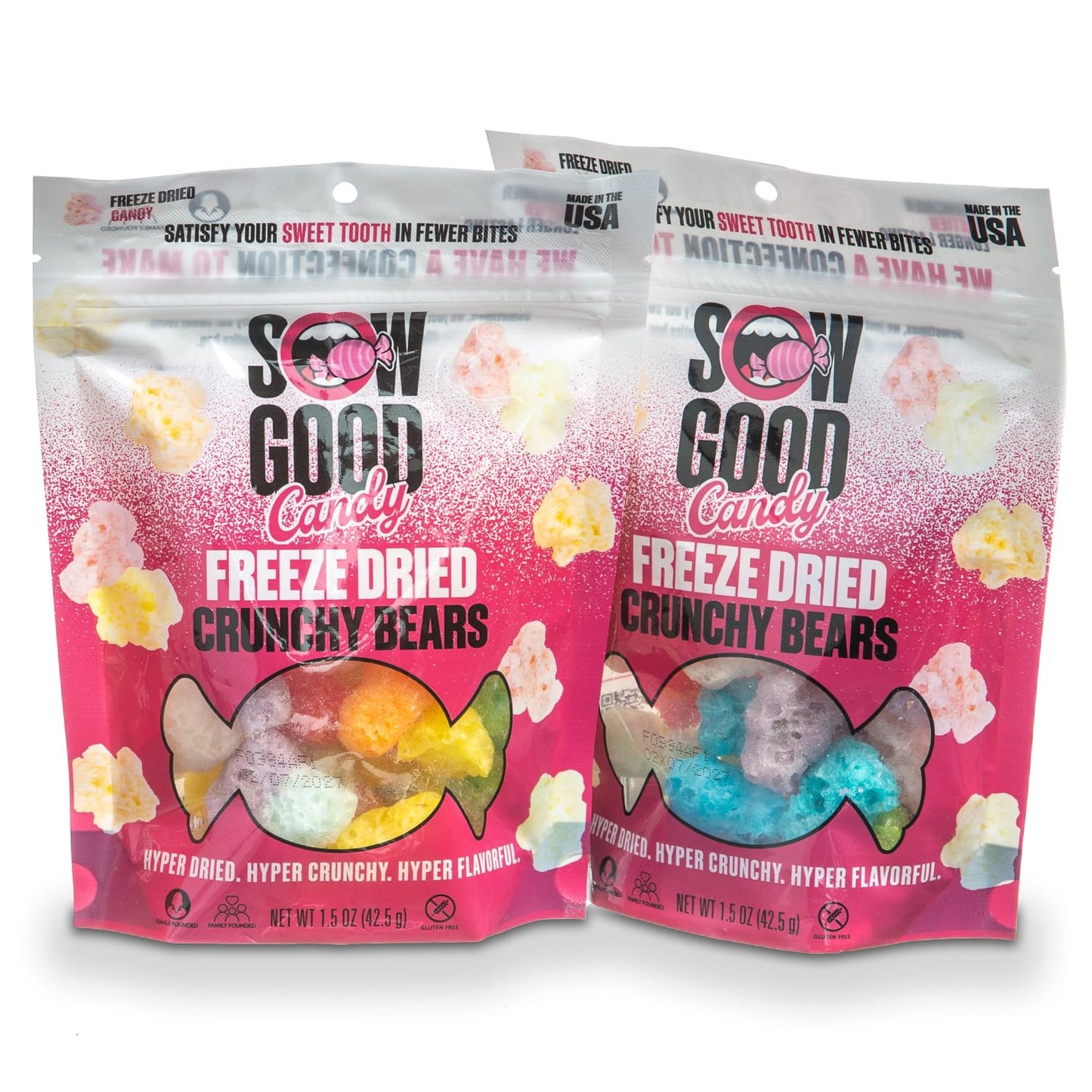 SOW GOOD Freeze Dried Candy Crunchy Bears 2 Pack - Ideal for Snacking & Parties
