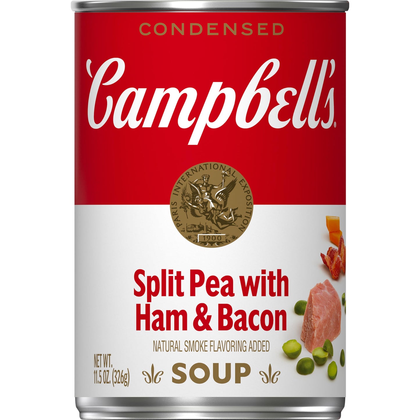 Campbells Condensed Split Pea Soup With Ham and Bacon, Natural Smoke Flavoring Added, 11.5 oz Can