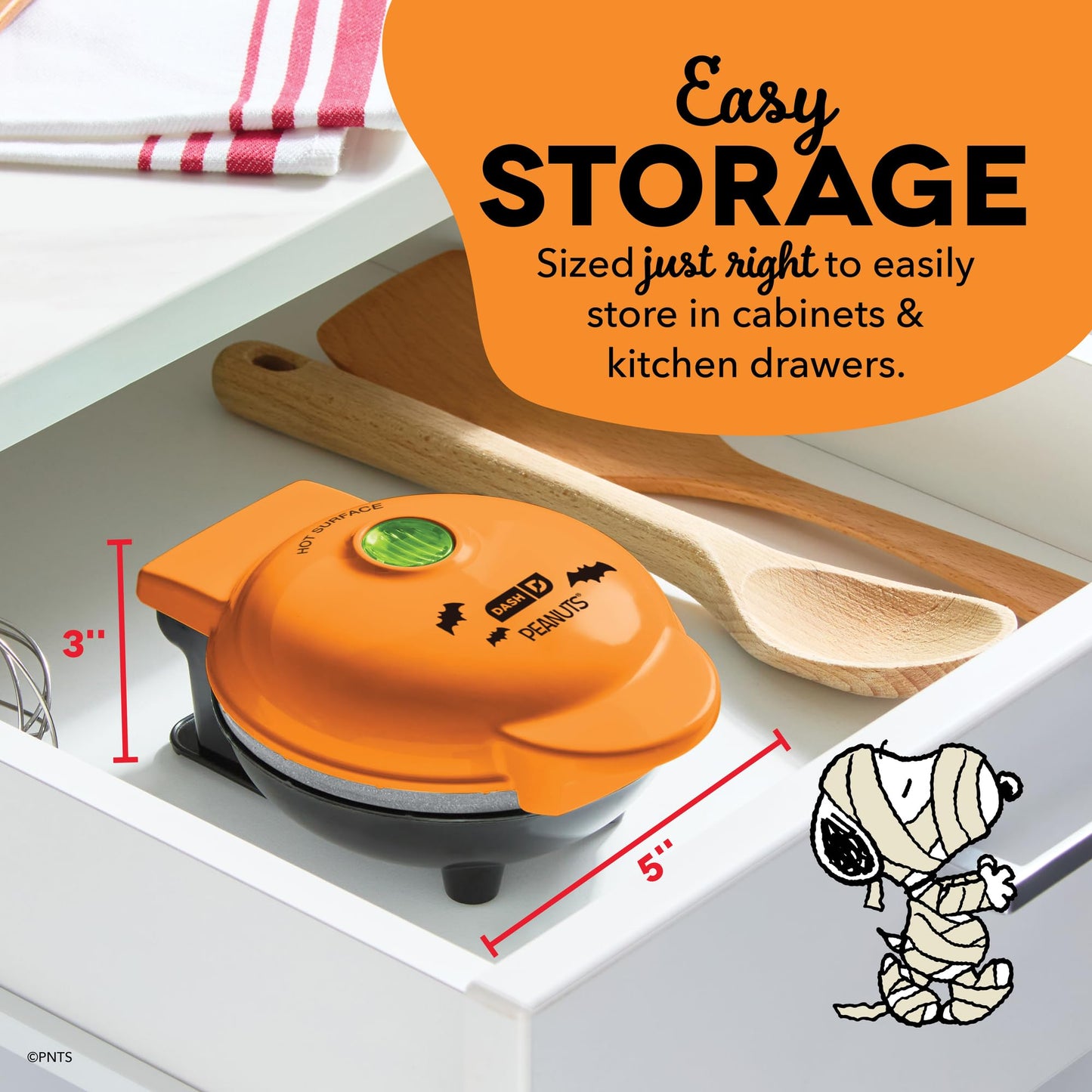 Peanuts x Dash Snoopy Jack-o-Lantern Mini Waffle Maker