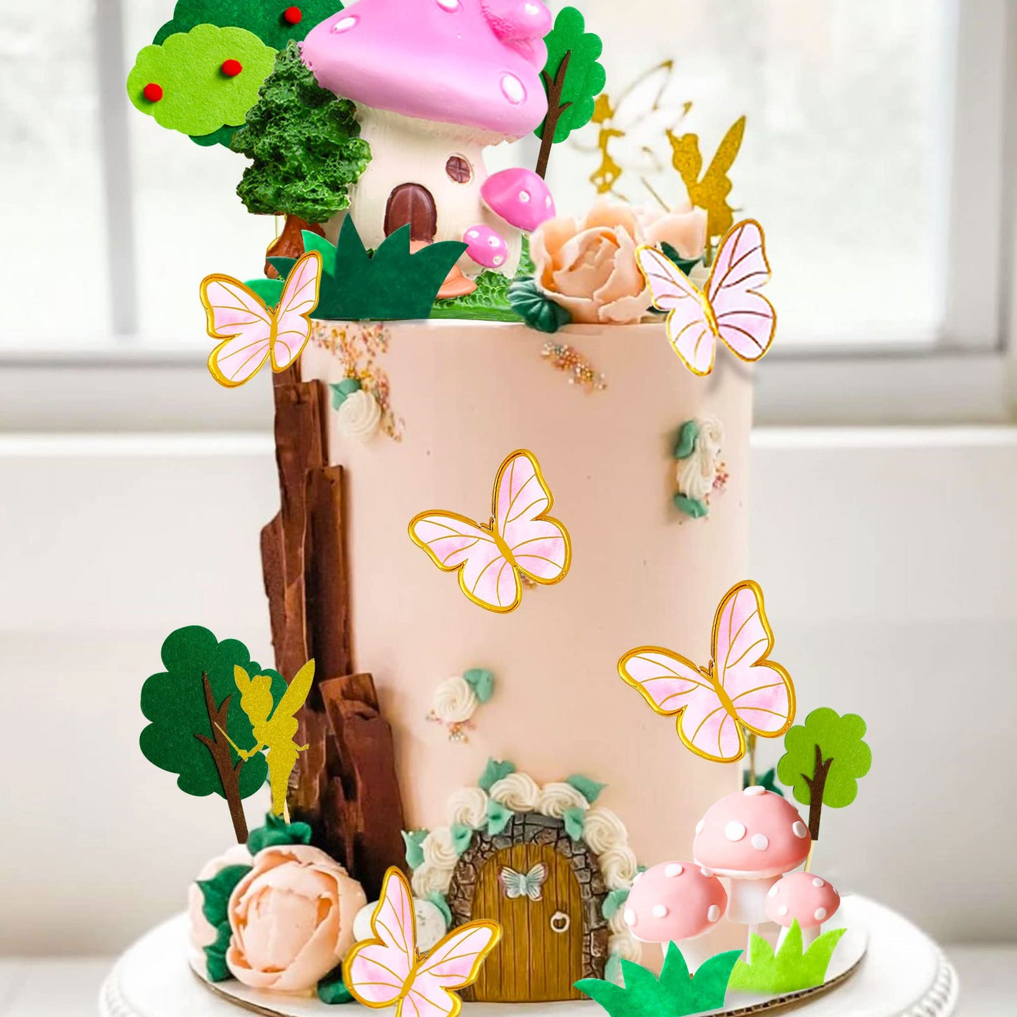 Jevenis Fairy Cake Decoration Garden Fairy Cake Decoration Mushroom House Cake Decoration Mushroom Cake Decoration Butterfly Cak