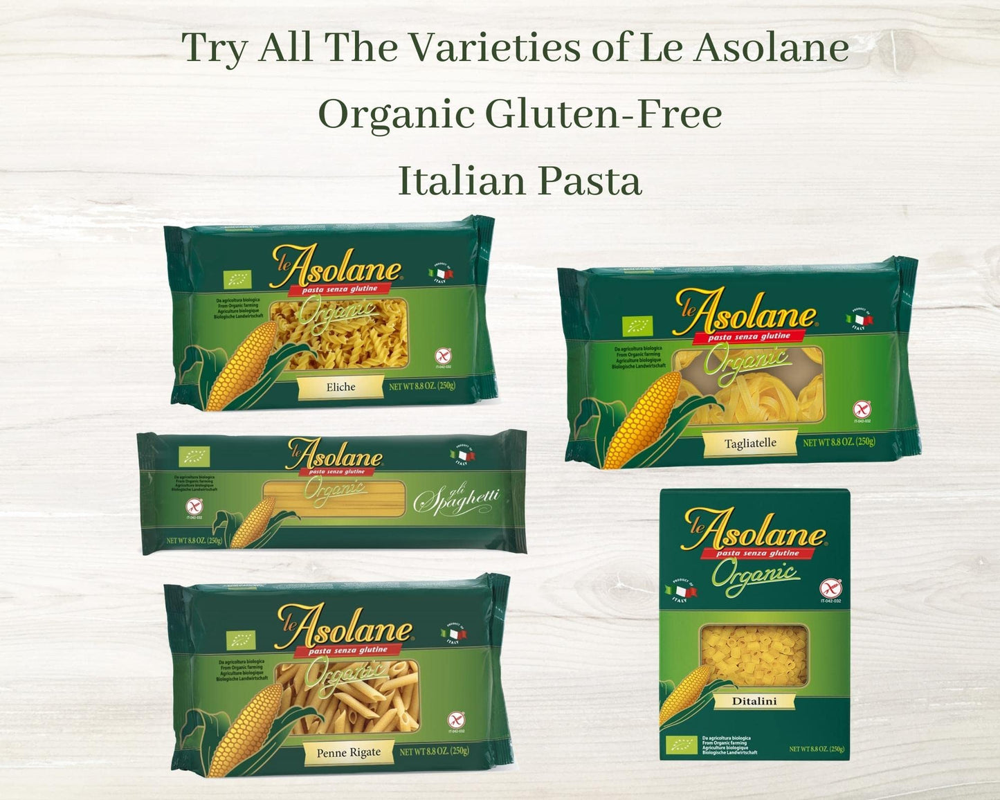 Le Asolane Certified Organic Gluten Free Ditalini Pasta | 4 Pack | Authentic Imported Italian Gourmet Pasta From Select Premium